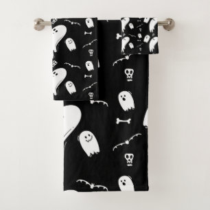 Halloween Spook, Botten, Vleermuizen en Schedels Bad Handdoek