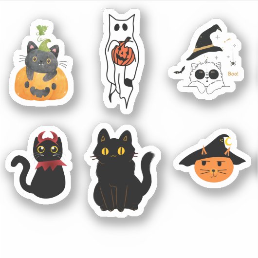 Halloween spook cat sticker (Voorkant)