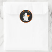 Halloween spook en pompoen ronde sticker (Tas)