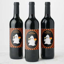 Halloween spook en pompoen wijn etiket
