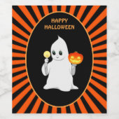 Halloween spook en pompoen wijn etiket (Enkel label)