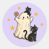 Halloween spook en Schattigee zwarte katten Ronde Sticker (Voorkant)