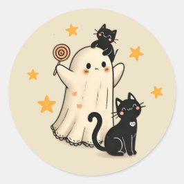 Halloween spook en Schattigee zwarte katten Ronde Sticker