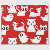 Halloween spook fret hond rood cadeaupapier (Vlak)