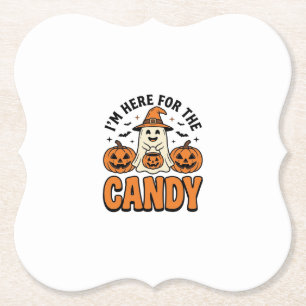 Halloween spook hier voor de snoepjes Schattig Vin Kartonnen Onderzetters