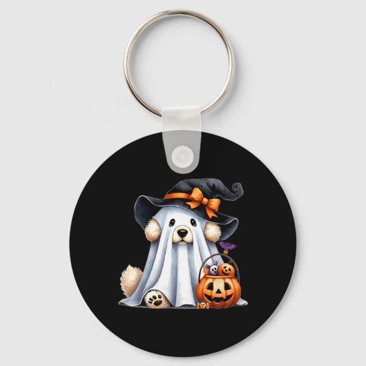 Halloween Spook Hond Sleutelhanger (Voorkant)