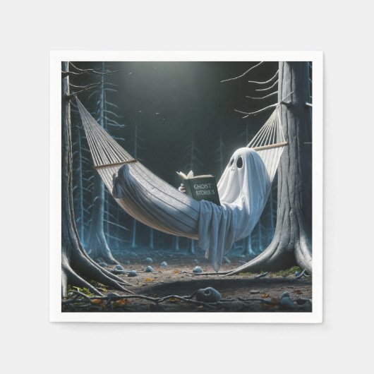 Halloween spook in een hangmat servet (Voorkant)