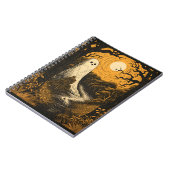 Halloween spook in het bos, griezelige witte spook notitieboek (Linkerzijde)