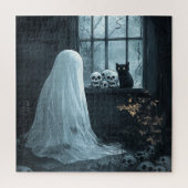Halloween spook, kat en schedels legpuzzel (Verticaal)