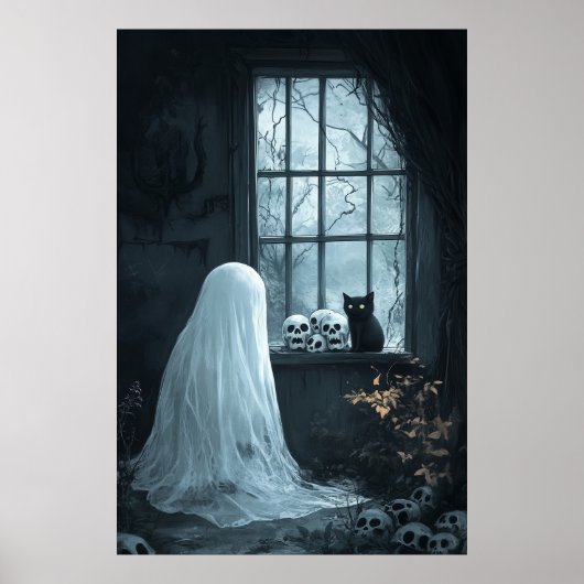 Halloween spook, kat en schedels poster (Voorkant)