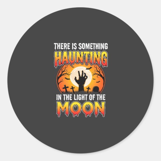 Halloween Spook Maan Kerkhof Horror Ronde Sticker (Voorkant)