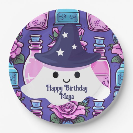 Halloween spook magische drankjes schattige verjaa papieren bordje (Voorkant)