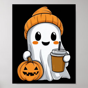 Halloween spook met grappige ijskoffie pompoen ora poster