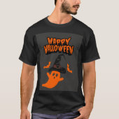 Halloween spook met heks Pet magie T-shirt (Voorkant)