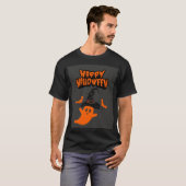 Halloween spook met heks Pet magie T-shirt (Voorkant volledig)