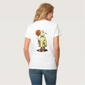 Halloween spook met pompoenballon t-shirt (Achterkant volledig)