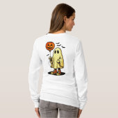 Halloween spook met pompoenballon t-shirt (Achterkant volledig)
