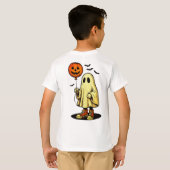 Halloween spook met pompoenballon t-shirt (Achterkant volledig)