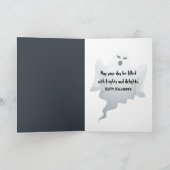 Halloween spook met rode ballon feestdagen kaart (Binnen)