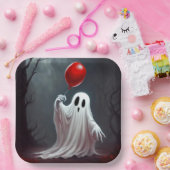 Halloween spook met rode ballon papieren bordje (Feest)