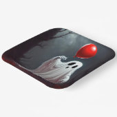 Halloween spook met rode ballon papieren bordje (Gebogen)