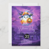 Halloween spook neon verjaardagsfeestje kaart (Voorkant)