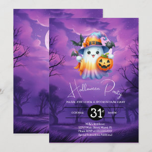 Halloween spook neon verjaardagsfeestje  kaart