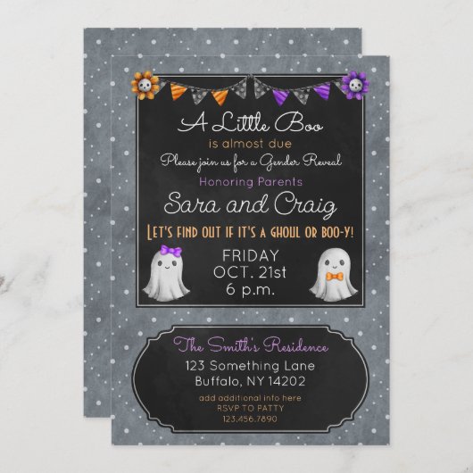 Halloween-spook of Boo-y-baby uitnodiging (Voorkant / Achterkant)