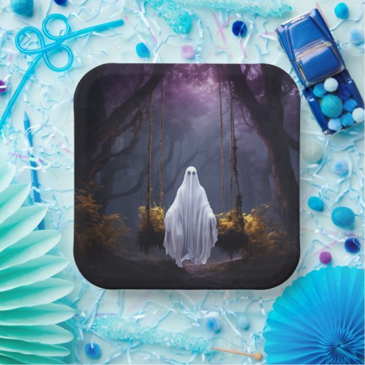 Halloween spook op schommel papieren bordje (Feest)