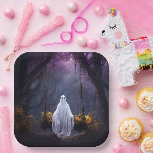 Halloween spook op schommel papieren bordje (Feest)