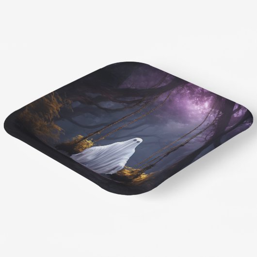 Halloween spook op schommel papieren bordje (Gebogen)