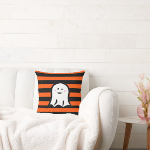 Halloween spook op zwarte en oranje strepen  kussen