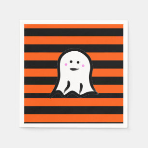 Halloween spook op zwarte en oranje strepen servet