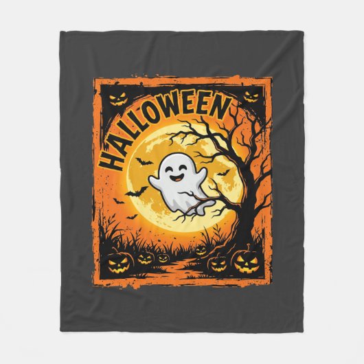 Halloween Spook Pompoen Geheime Boom Fleece Deken (Voorkant)