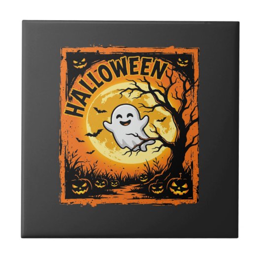 Halloween Spook Pompoen Geheime Boom Tegeltje (Voorkant)