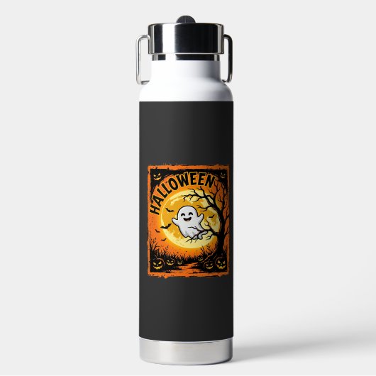 Halloween Spook Pompoen Geheime Boom Waterfles (Voorkant)