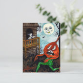 Halloween spook pompoen maan briefkaart (Staand voorkant)
