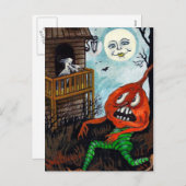 Halloween spook pompoen maan briefkaart (Voorkant / Achterkant)