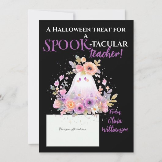 Halloween Spook-Tacular Teacher Gift Kaart Houder (Voorkant)