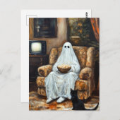 Halloween spook tv kijken met popcorn briefkaart (Voorkant / Achterkant)