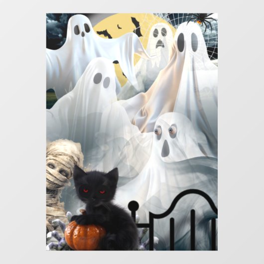 Halloween spookachtig met geesten, mummie en zwart raamsticker (Vel)