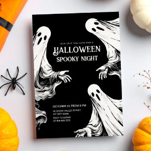 Halloween spookachtig nachtfeest met twee geesten kaart