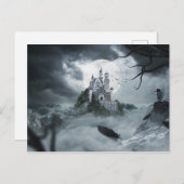 Halloween spookachtige Castle House Night eng Briefkaart (Voorkant / Achterkant)