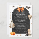 Halloween spookachtige geest pompoen schedel party kaart (Voorkant)