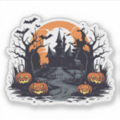 Halloween spookachtige huis sticker (Voorkant)