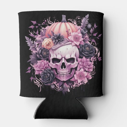 Halloween - Spookachtige roze schedel Blikjeskoeler (Achterkant)