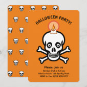 Halloween spookachtige schedels op oranje uitnodig kaart (Voorkant / Achterkant)