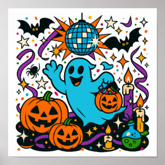 Halloween spookfeest clipart PNG, schattige grieze Poster