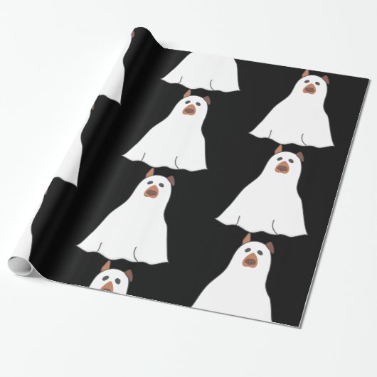 Halloween spookhond griezelig schattig cadeaupapier (Uitgerold)