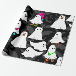 Halloween spookhond kat zwart cadeaupapier